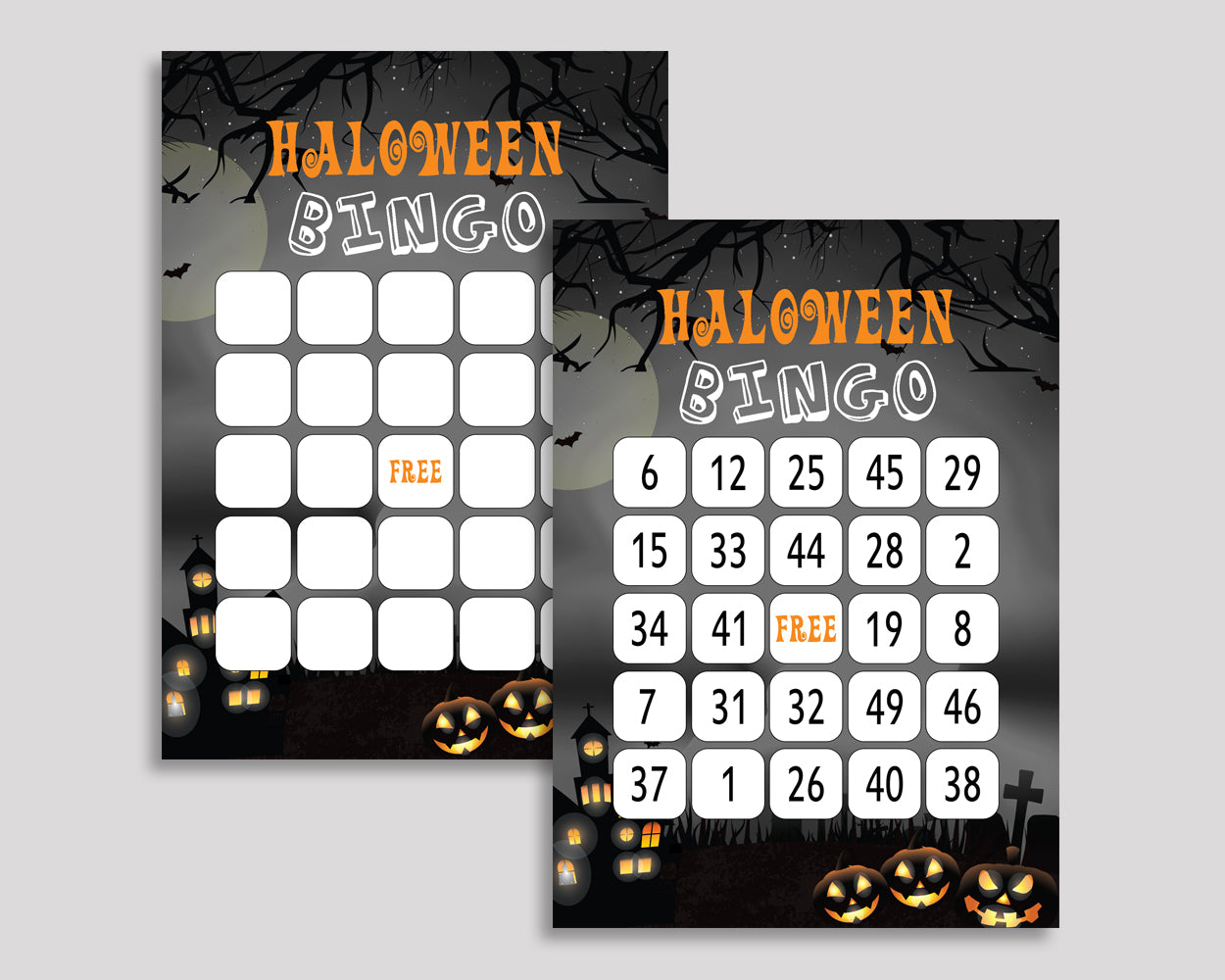 Halloween Bash Birthday Bingo Game Cards, Boy Girl Halloween Game, Printable Black Orange Bingo Prefilled, Halloween Bingo 60 Cards LXRNF