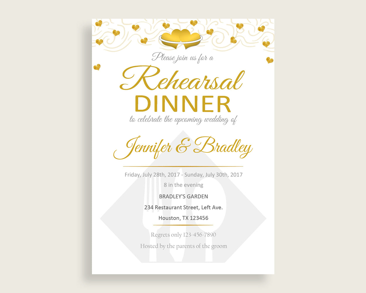 Rehearsal Dinner Invitation Bridal Shower Rehearsal Dinner Invitation Gold Hearts Bridal Shower Rehearsal Dinner Invitation Bridal 6GQOT