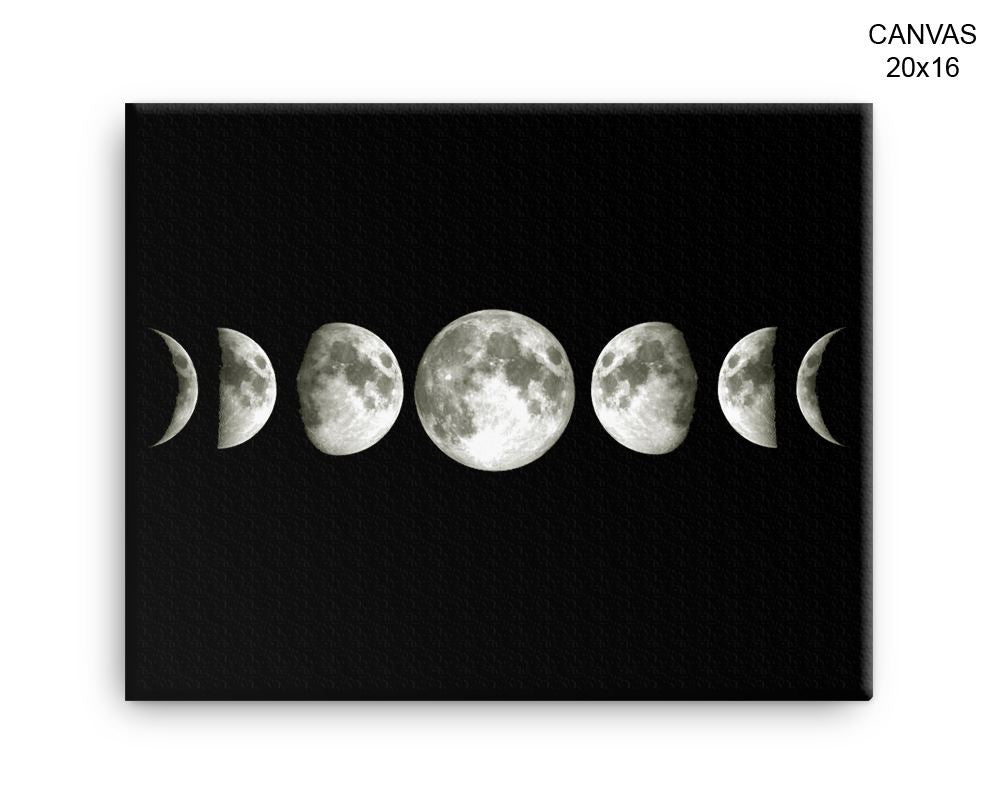 Moon Phases Print, Beautiful Wall Art with Frame and Canvas options available Space Decor