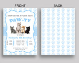 Cat Birthday Invitation Cat Birthday Party Invitation Cat Birthday Party Cat Invitation Boy kitty paw, cute kitten, digital invite HG8OX - Digital Product