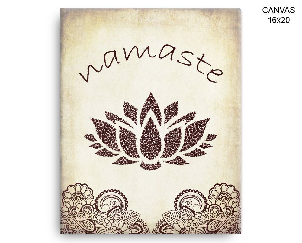 Namaste Print, Beautiful Wall Art with Frame and Canvas options available Spiritual Decor