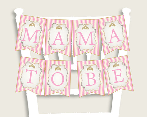 Royal Princess Baby Shower Chair Banner Printable, Pink Gold Chair Banner, Girl Shower, Mama To Be, Mommy, Dad Mom To Be, Instant rp002