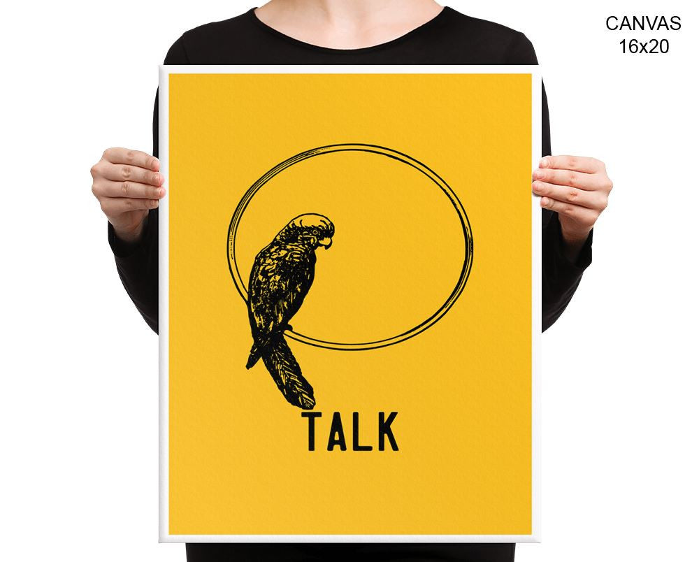 Talk Parrot Print, Beautiful Wall Art with Frame and Canvas options available Bedroom Decor