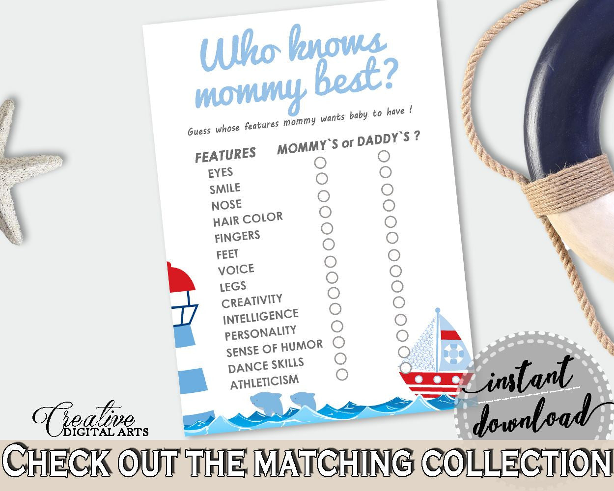 Who Knows Mommy Best Baby Shower Who Knows Mommy Best Nautical Baby Shower Who Knows Mommy Best Baby Shower Nautical Who Knows Mommy DHTQT - Digital Product