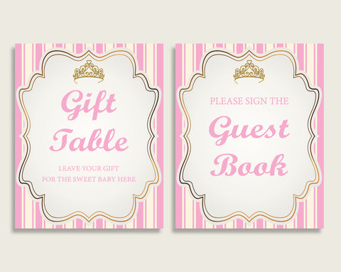 Royal Princess Baby Shower Girl Table Signs Printable, Pink Gold Party –  Studio 118