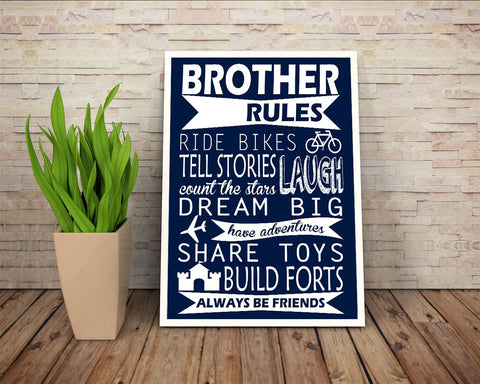 Wall Art Brother Rules Digital Print Brother Rules Poster Art Brother Rules Wall Art Print Brother Rules Kids Art Brother Rules Kids Print - Digital Download