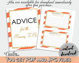Advice For The Mommy To Be and Advice For The New Parents baby shower activities with orange striped, glitter, instant download - bs003