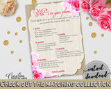 Roses On Wood Bridal Shower What's In Your Phone Game in Pink And Beige, cellphone game, modern wood shower, pdf jpg, printables - B9MAI - Digital Product
