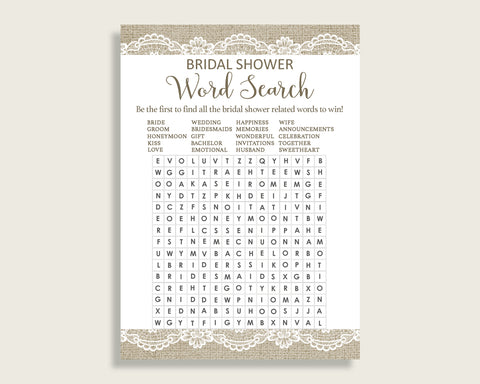 Word Search Bridal Shower Word Search Burlap And Lace Bridal Shower Word Search Bridal Shower Burlap And Lace Word Search Brown White NR0BX