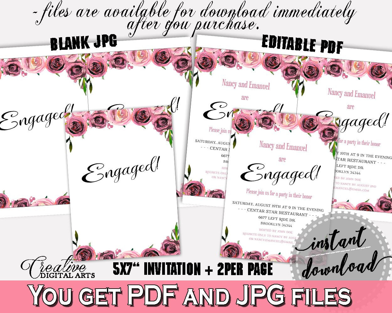 Engagement Invitation Bridal Shower Engagement Invitation Floral Bridal Shower Engagement Invitation Bridal Shower Floral Engagement BQ24C - Digital Product