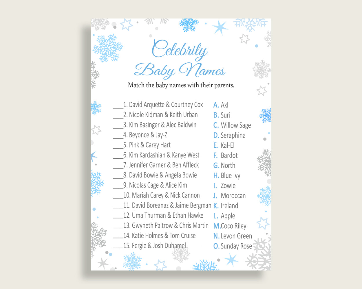 Celebrity Baby Names Baby Shower Celebrity Baby Names Snowflake Baby Shower Celebrity Baby Names Blue Gray Baby Shower Snowflake NL77H