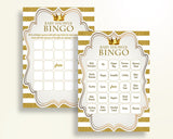 Bingo Baby Shower Bingo Royal Baby Shower Bingo Gold White Baby Shower Gold Bingo shower celebration paper supplies printable Y9MQF - Digital Product