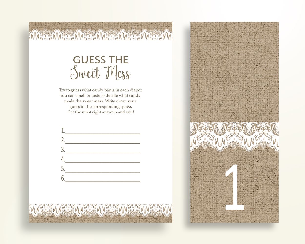 Sweet Mess Baby Shower Sweet Mess Burlap Lace Baby Shower Sweet Mess Baby Shower Burlap Lace Sweet Mess Brown White party theme W1A9S - Digital Product