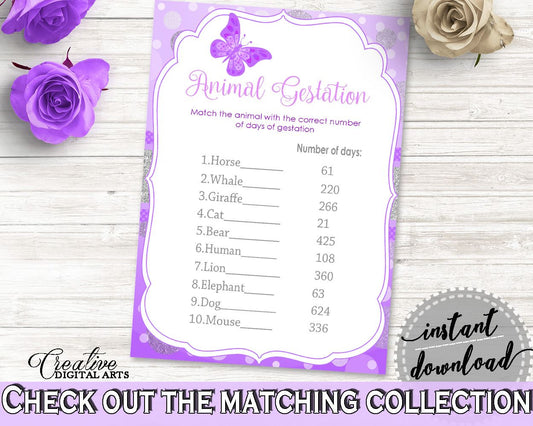 Animal Gestation Baby Shower Animal Gestation Butterfly Baby Shower Animal Gestation Baby Shower Butterfly Animal Gestation Purple 7AANK - Digital Product