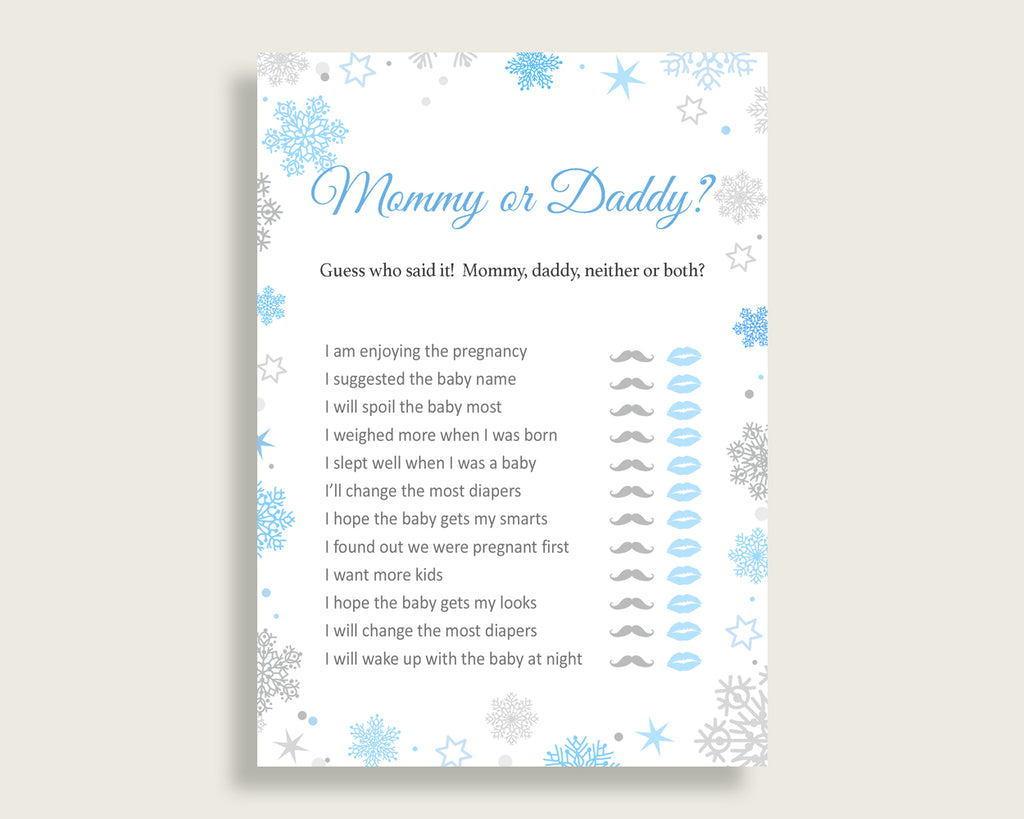 Mommy Or Daddy Baby Shower Mommy Or Daddy Snowflake Baby Shower Mommy Or Daddy Blue Gray Baby Shower Snowflake Mommy Or Daddy prints NL77H