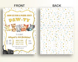 Cat Birthday Invitation Cat Birthday Party Invitation Cat Birthday Party Cat Invitation Boy Girl yellow and white invite for girl CKMGJ - Digital Product