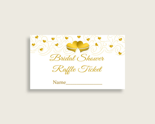 Raffle Ticket Bridal Shower Raffle Ticket Gold Hearts Bridal Shower Raffle Ticket Bridal Shower Gold Hearts Raffle Ticket White Gold 6GQOT