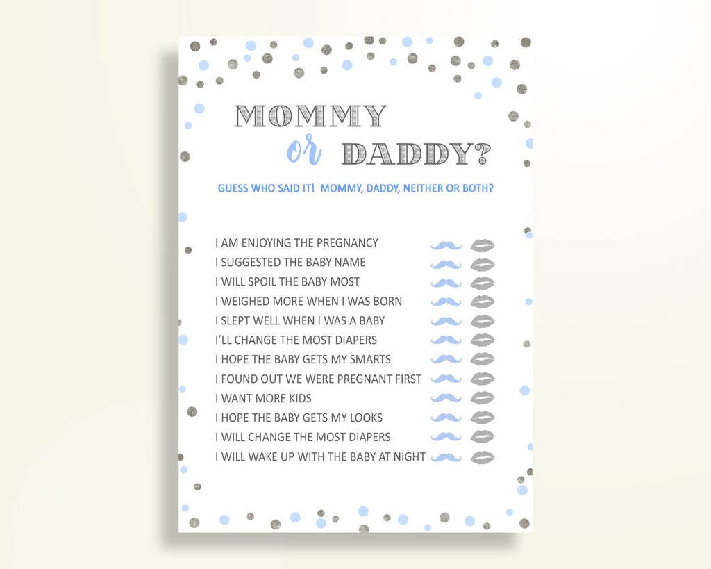 Mommy Or Daddy Baby Shower Mommy Or Daddy Blue And Silver Baby Shower Mommy Or Daddy Blue Silver Baby Shower Blue And Silver Mommy Or OV5UG - Digital Product