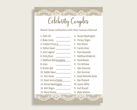 Celebrity Couples Bridal Shower Celebrity Couples Burlap And Lace Bridal Shower Celebrity Couples Bridal Shower Burlap And Lace NR0BX