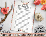 Gray and Pink Antlers Flowers Bohemian Bridal Shower Theme: The Apron Game - memory game, antlers and flowers, party supplies - MVR4R - Digital Product