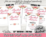 Editable Bridal Shower Invitation in Bohemian Flowers Bridal Shower Pink And Red Theme, bridal editable, printable files, prints - 06D7T - Digital Product