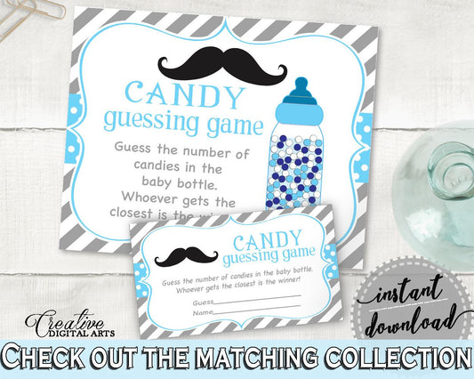 Candy Guessing Game, Baby Shower Candy Guessing Game, Mustache Baby Shower Candy Guessing Game, Baby Shower Mustache Candy Guessing 9P2QW - Digital Product