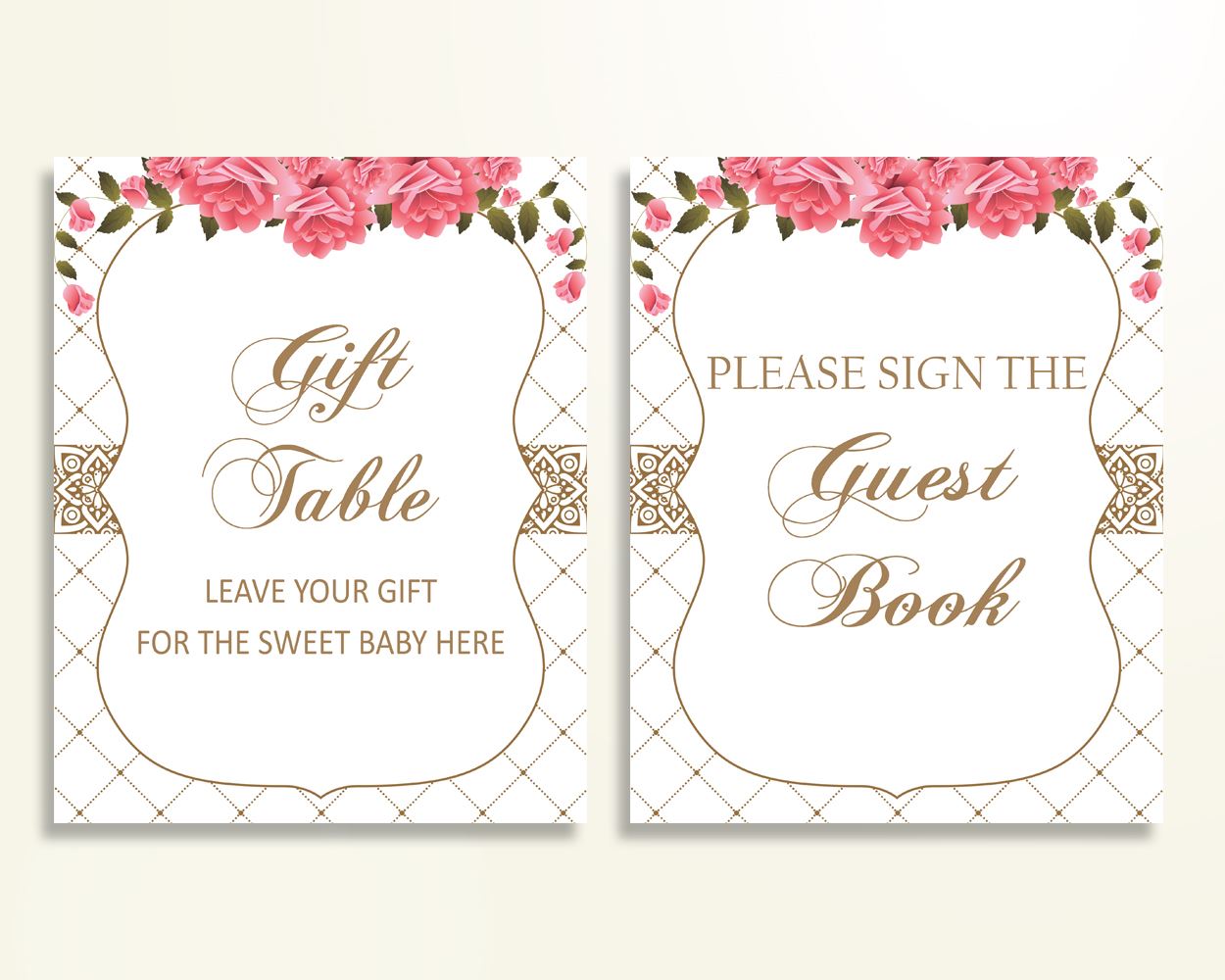 Table Signs Baby Shower Table Signs Roses Baby Shower Table Signs Baby Shower Roses Table Signs Pink White party organising prints U3FPX - Digital Product