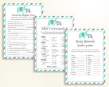 Games Baby Shower Games Turquoise Baby Shower Games Baby Shower Elephant Games Green Gray party plan digital download party stuff 5DMNH - Digital Product