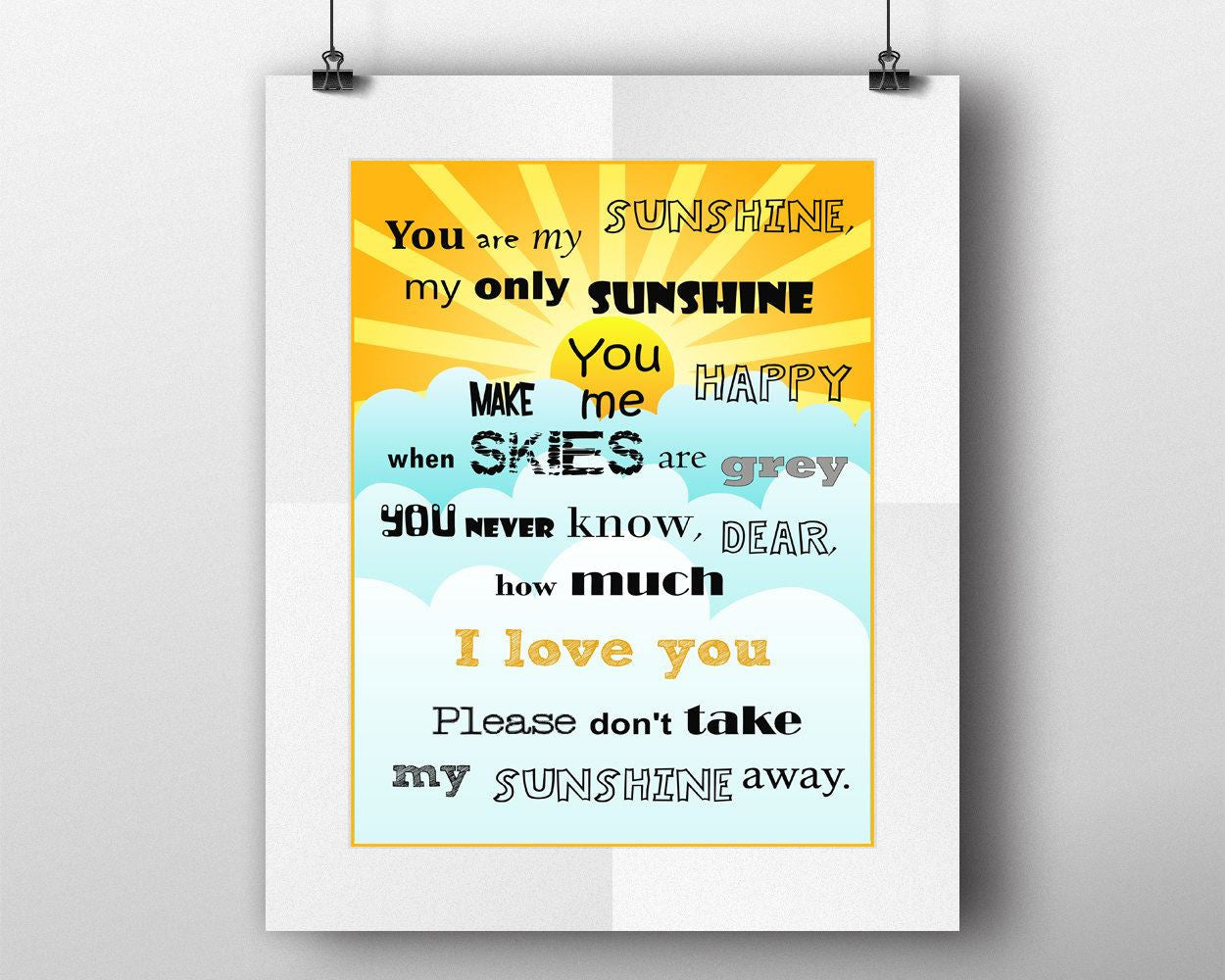 Wall Art You Are My Sunshine Digital Print You Are My Sunshine Poster Art You Are My Sunshine Wall Art Print You Are My Sunshine Love Art - Digital Download