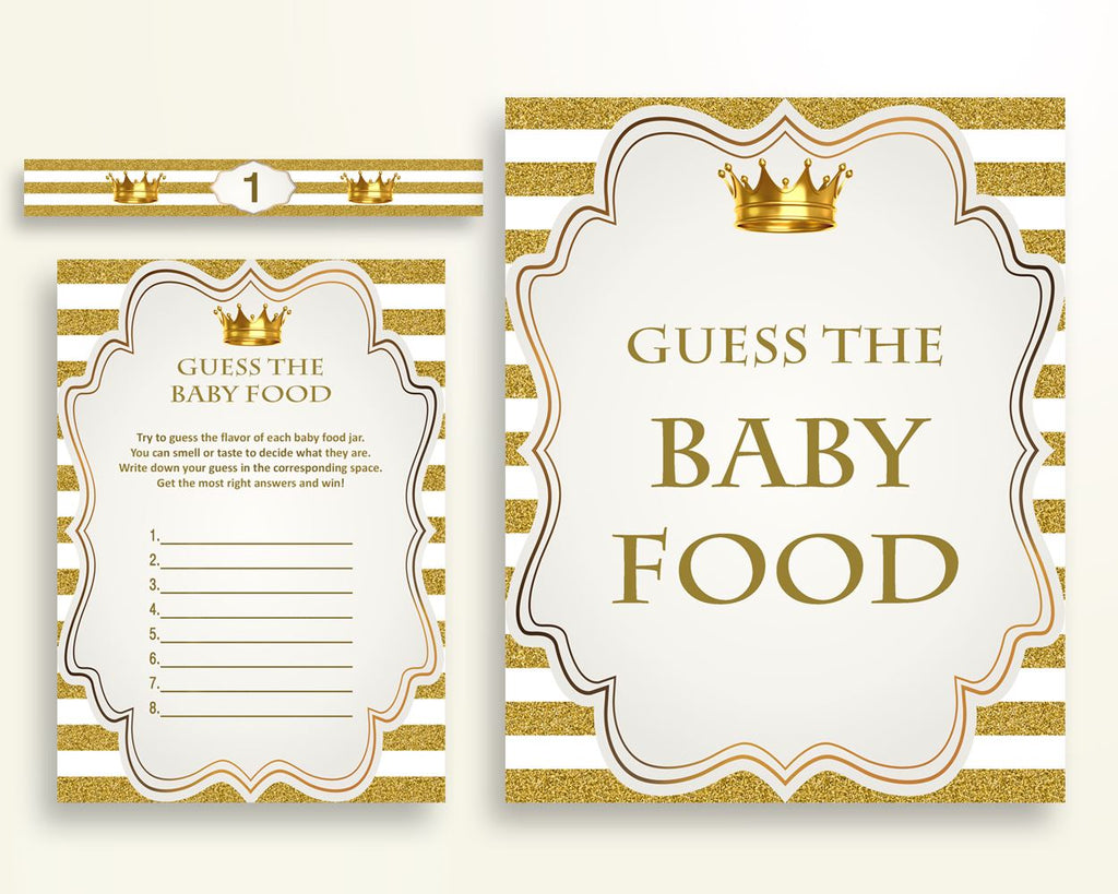 Baby Food Guessing Baby Shower Baby Food Guessing Royal Baby Shower Baby Food Guessing Gold White Baby Shower Gold Baby Food Guessing Y9MQF - Digital Product