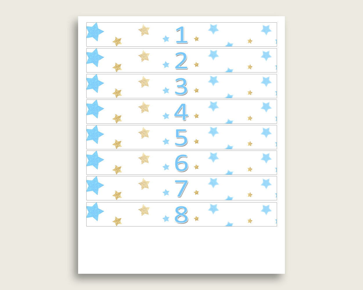 Blue Gold Stars Guess The Baby Food Game Printable, Boy Baby Shower Food Guessing Game Activity, Instant Download, Twinkle Twinkle bsr01