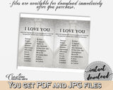 Silver And White Silver Wedding Dress Bridal Shower Theme: I Love You Game - saying game, bridal traditional, party plan, prints - C0CS5 - Digital Product