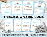 Baby Shower Little Lamb TABLE SIGNS Boy printable blue theme, sheep table signs pack set, digital files, Jpg Pdf, instant download - fa001