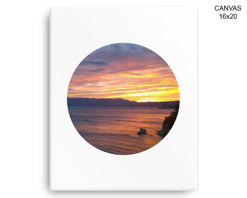 Sunset Print, Beautiful Wall Art with Frame and Canvas options available Circle Decor