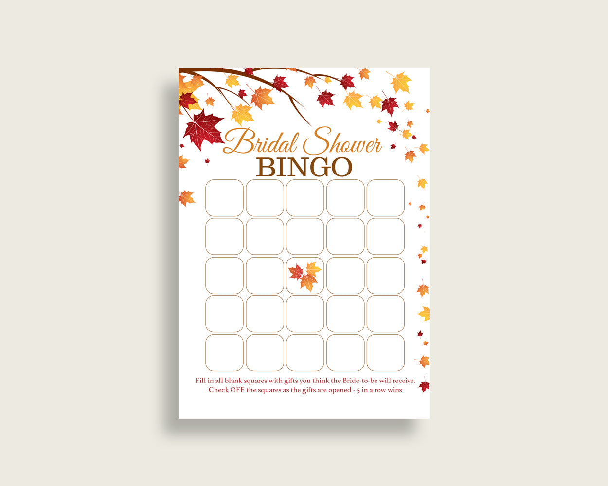 Bingo Bridal Shower Bingo Fall Bridal Shower Bingo Bridal Shower Autumn Bingo Brown Yellow party décor party supplies party theme YCZ2S