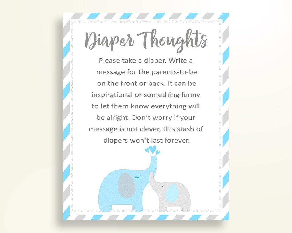 Diaper Thoughts Baby Shower Diaper Thoughts Elephant Baby Shower Diaper Thoughts Blue Gray Baby Shower Elephant Diaper Thoughts C0U64 - Digital Product