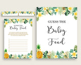 Green Yellow Tropical Guess The Baby Food Game Printable, Gender Neutral Baby Shower Food Guessing Game Activity, Instant Download, 4N0VK