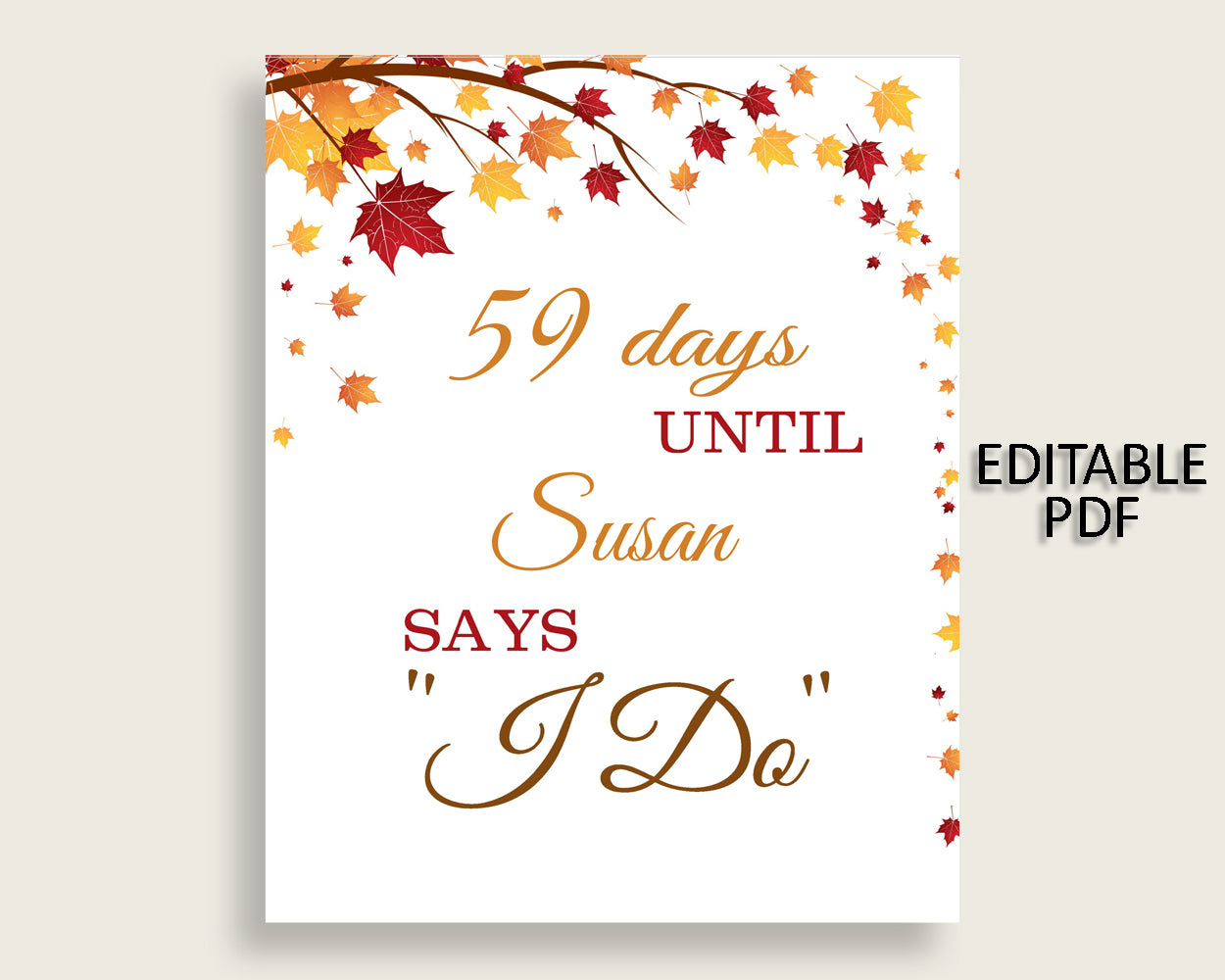 Days Until I Do Bridal Shower Days Until I Do Fall Bridal Shower Days Until I Do Bridal Shower Autumn Days Until I Do Brown Yellow YCZ2S