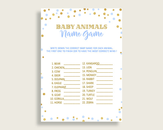 Baby Animal Names Baby Shower Baby Animal Names Confetti Baby Shower Baby Animal Names Blue Gold Baby Shower Confetti Baby Animal cb001