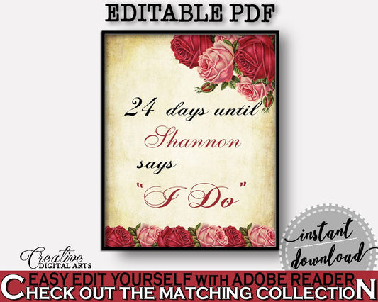 Days Until I Do Bridal Shower Days Until I Do Vintage Bridal Shower Days Until I Do Bridal Shower Vintage Days Until I Do Red Pink pdf XBJK2 - Digital Product