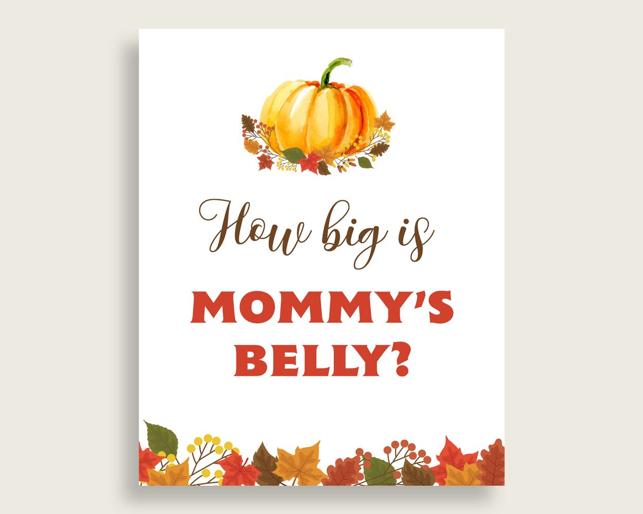 Mommy's Belly Baby Shower Mommy's Belly Fall Baby Shower Mommy's Belly Baby Shower Pumpkin Mommy's Belly Orange Brown pdf jpg BPK3D - Digital Product