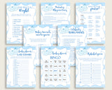 Whale Baby Shower Games Printable Pack, Blue White Baby Shower Games Package Boy, Whale Games Bundle Set, Instant Download, Light Blue wbl01