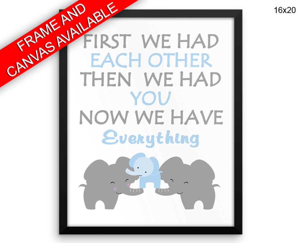 Elephant Print, Beautiful Wall Art with Frame and Canvas options available Nursery Decor