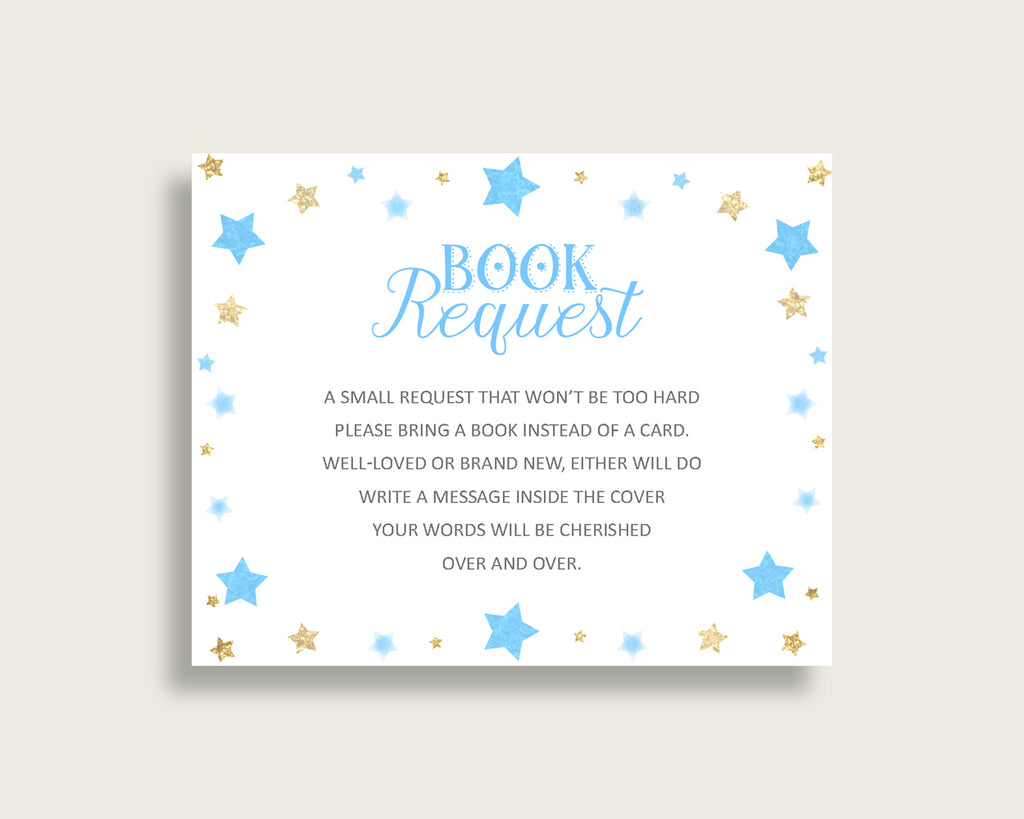 Stars Baby Shower Bring A Book Insert Printable, Boy Blue Gold Book Request, Stars Books For Baby, Book Instead Of Card, Most Popular bsr01