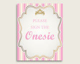 Pink Gold Please Sign The Onesie Sign and Design A Onesie Sign Printables, Royal Princess Girl Baby Shower Decor, Instant Download, rp002