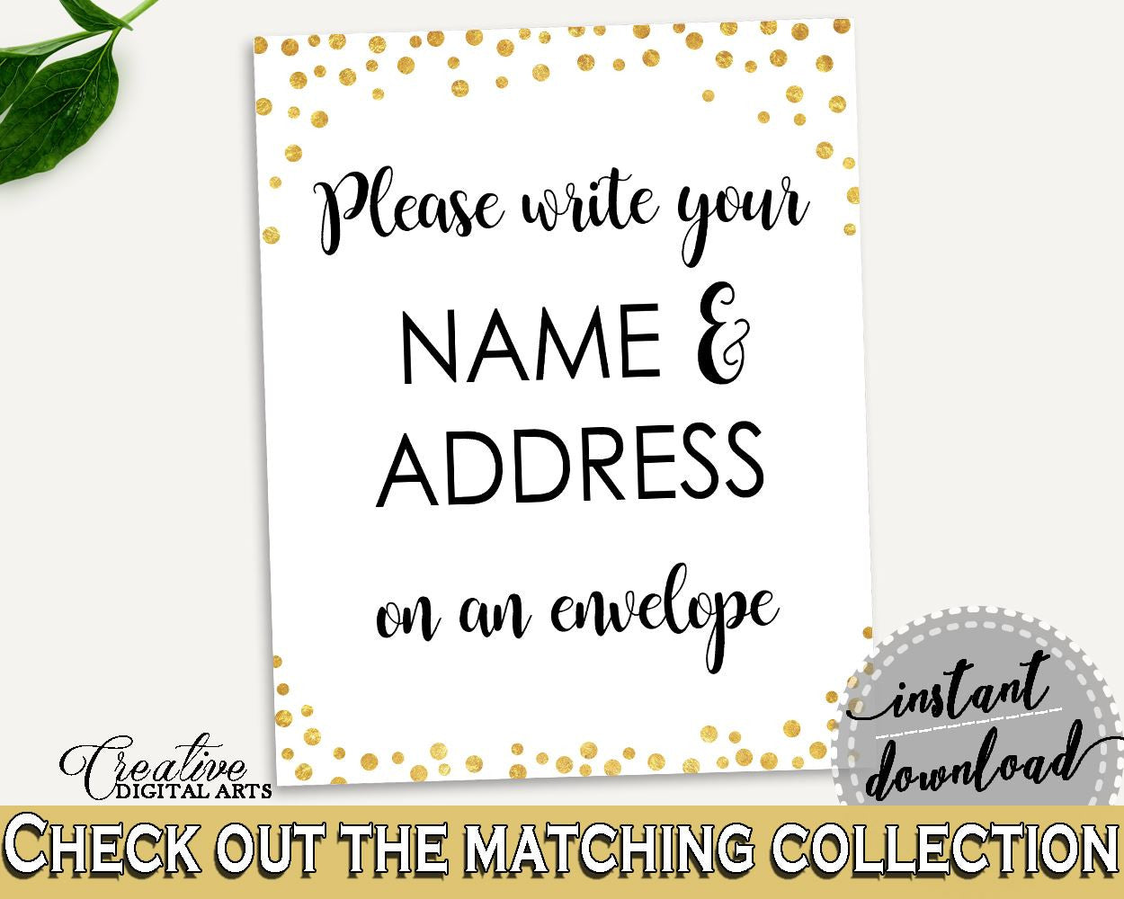 Addressing Sign Bridal Shower Addressing Sign Confetti Bridal Shower Addressing Sign Bridal Shower Confetti Addressing Sign Gold White CZXE5 - Digital Product