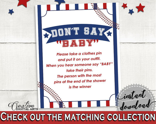 Dont Say Baby Baby Shower Dont Say Baby Baseball Baby Shower Dont Say Baby Baby Shower Baseball Dont Say Baby Blue Red pdf jpg YKN4H - Digital Product