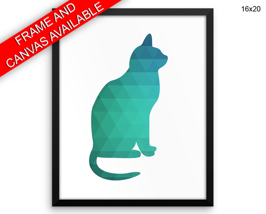 Geometric Cat Print, Beautiful Wall Art with Frame and Canvas options available Living Room Decor