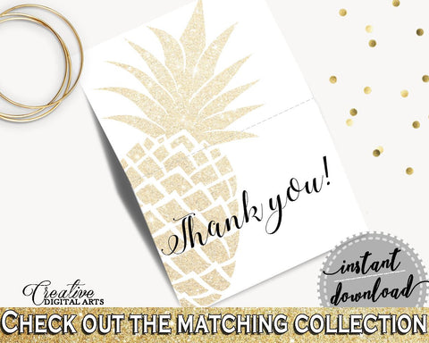 Thank You Card Bridal Shower Thank You Card Pineapple Bridal Shower Thank You Card Bridal Shower Pineapple Thank You Card Gold White 86GZU - Digital Product