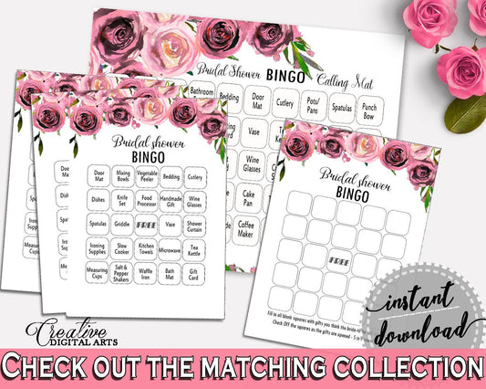 Bingo Bridal Shower Bingo Floral Bridal Shower Bingo Bridal Shower Floral Bingo Pink Purple party organizing, party organization BQ24C - Digital Product